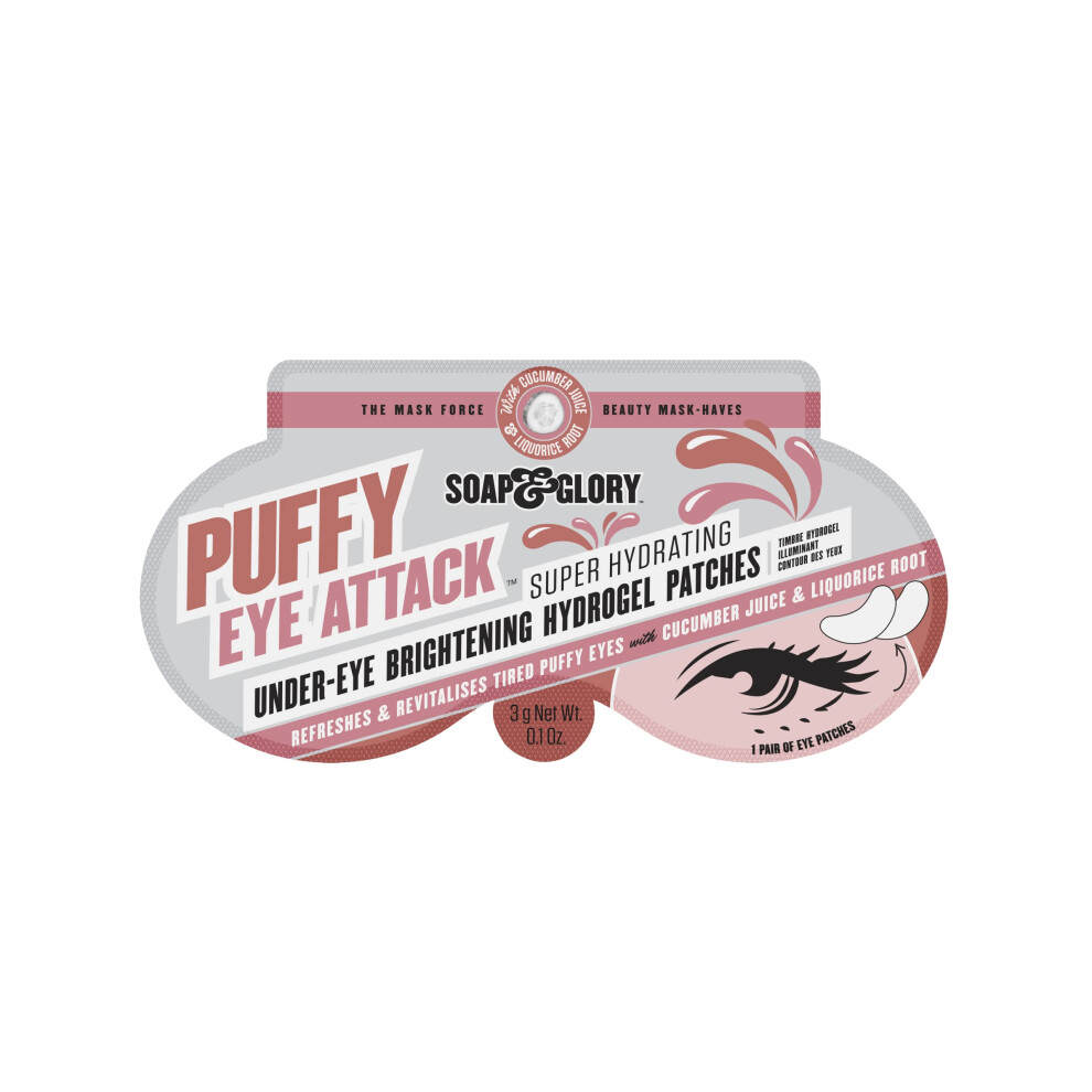 Sæbe Og Herlighed Soap & Glory Puffy Eye Attack Brightening Under Eye Mask - Eye Gel Pads To Reduce Appearance Of Circles & Eye Bags - Hydrating Puffy Eyes Treatme Dark