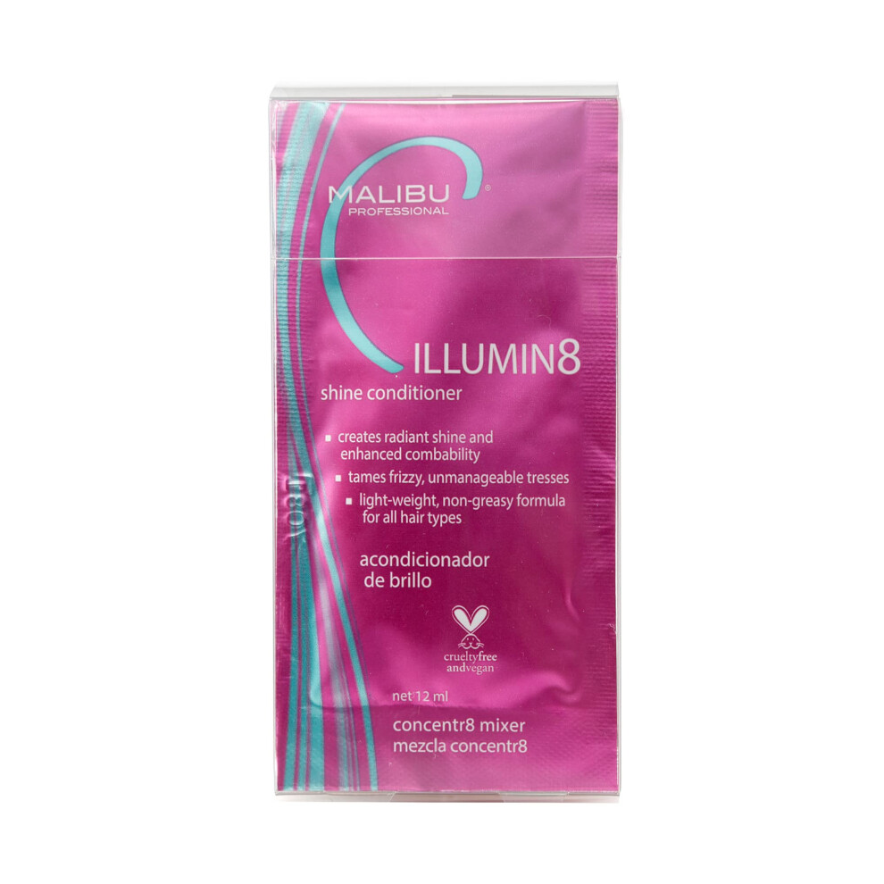 Malibu C ILLUMIN8 Shine Conditioner (6 Packets) - Concentrate for Hair Shine & Manageability - Lightweight  Non-Greasy Hair Conditioner for All Hair T