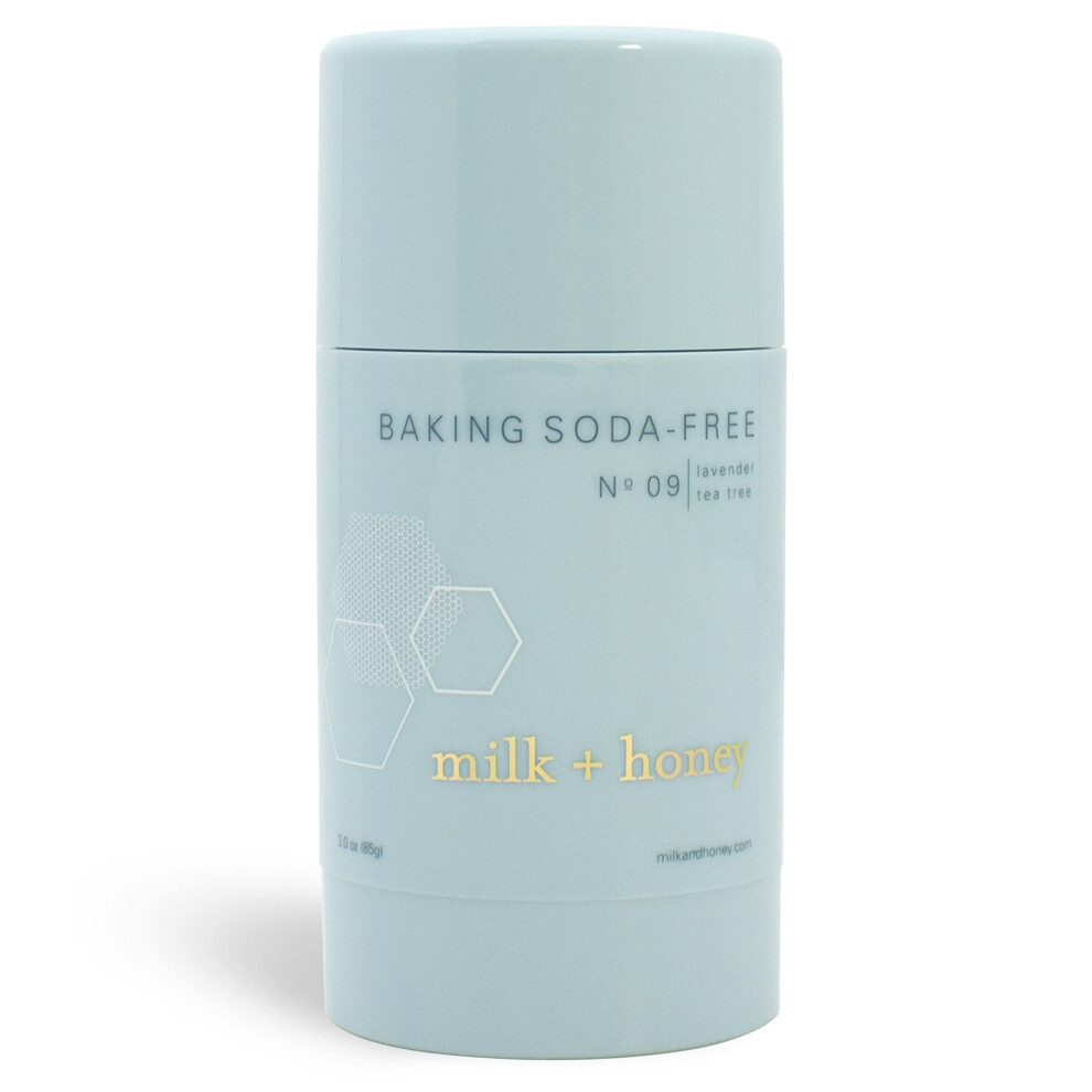 milk + honey Baking Soda Free Deodorant No. 09  Aluminum Free Deodorant for Women and Men  Natural Deodorant with Lavender and Tea Tree Scent  2.6 Oz