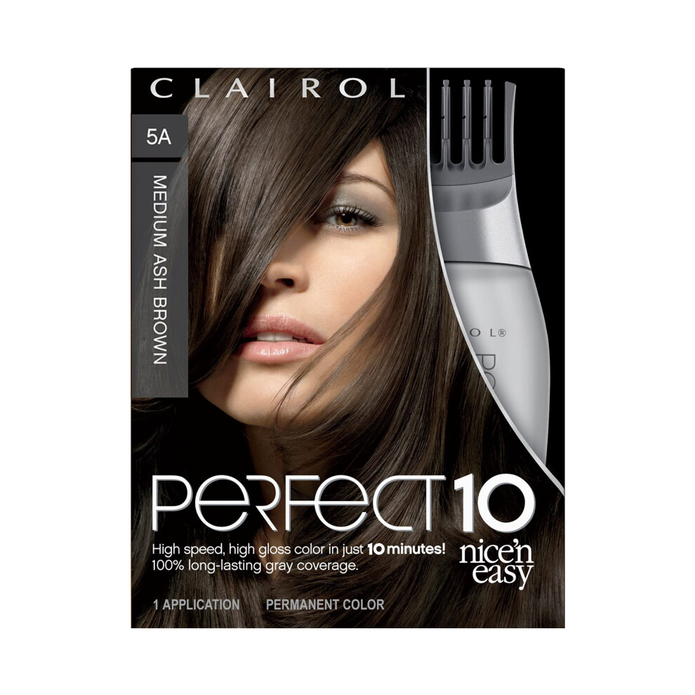 Clairol Nice'n Easy Perfect 10 Permanent Hair Dye  5A Medium Ash Brown Hair Color  Pack of 1