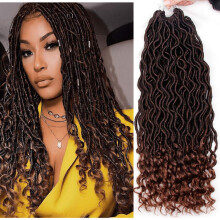 6 paquetes de pelo de diosa ondulado rizado sinttico Locs Crochet trenzas extensiones de cabello sinttico rastas Crochet Locs pelo trenzado de