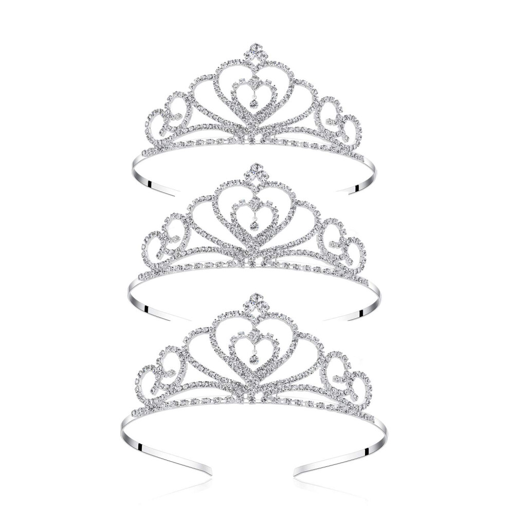 Lovelyshop Diad   me en cristal strass - Couronne de princesse Pegeant (c   ur) pour mariage, bal de promo, anniversaire - Lot de 3