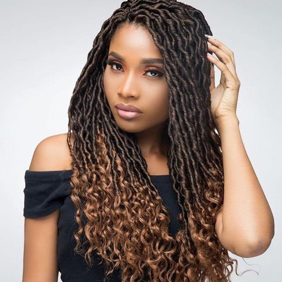 Ali Bling Unisex Not,Specified 6 Packs Goddess Locs Crochet Hair Wavy Curly Faux Locs Crochet Braids Synthetic Hair Extensions Dreadlocks Crochet Locs Low Temperature Braiding