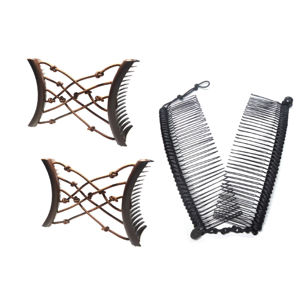 Hairzing 3Pack - Double Comb For Fine Thin Thick Curly Kinky Hair - Put Your Hair Up In Seconds With No Damage Creases Or Pain (Pack Of 3 3 Pac
