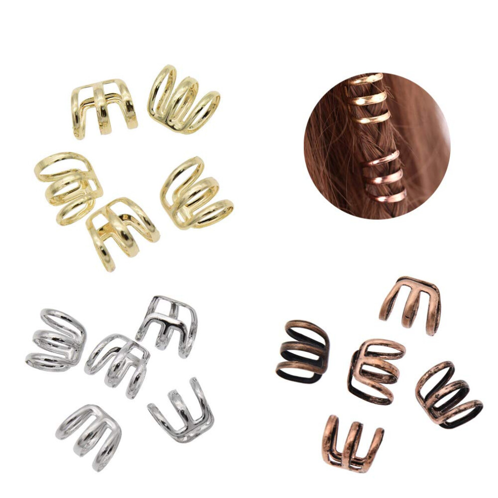 Ximimark 1 Set (15 St Ck) Dreadlock-Perlen, Dreadlock-Haar-Zopf-Manschettenclip, Verstellbare Haarringe, Set Aus Gold, Silber Und Bronze-image