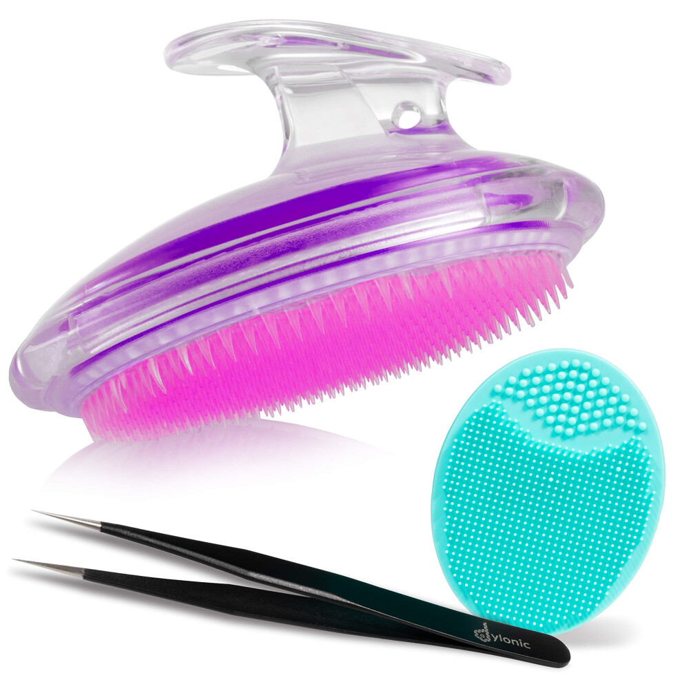 Dylonic 3pk Exfoliating Brush and Precision Tweezers for Ingrown Hair Treatment for Bikini Area  Razor Bumps Shaving Irritation - Silicone Scrubbers G