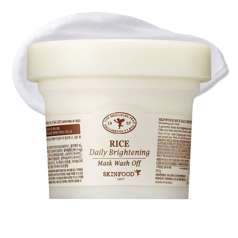 Skin Food Since 1957 Skinfood Rice Daily Mask 210G - Rice Exfoliating Scrub Wash Off Face Masks For Darken Skin - Facial Cleanser Pore Exfoliator Clean And Soften Body S