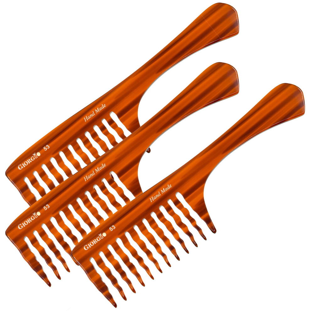 Giorgio G53 Wide Tooth Comb For Curly Hair Detangler Wide Tooth Combs For Women With Thick Hair Large Tooth Comb For Wet Hair And Dry Handmade Rake