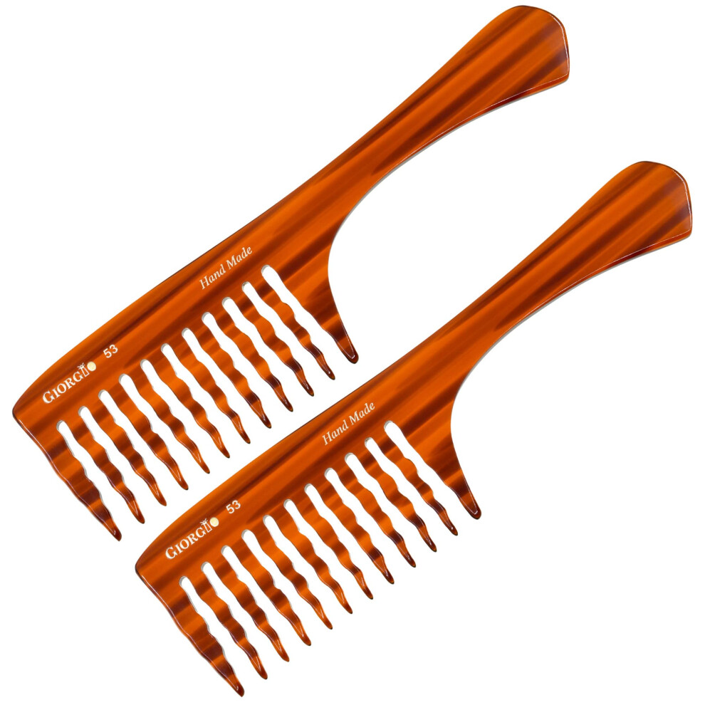 Giorgio G53 Wide Tooth Comb For Curly And Thick Hair - Handmade Detangler Rake Comb For Wet Or Dry Hair Hand Polished (8"""")