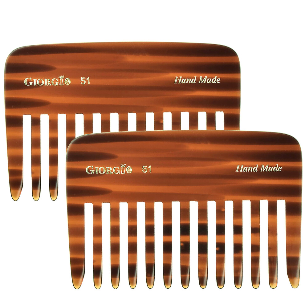 Giorgio G51 Small Travel Purse Hair Detangling Comb Wide Teeth Pocket Comb For Thick Curly Wavy Hair. Hair Detangler Comb For Wet And Dry Everyday Ca