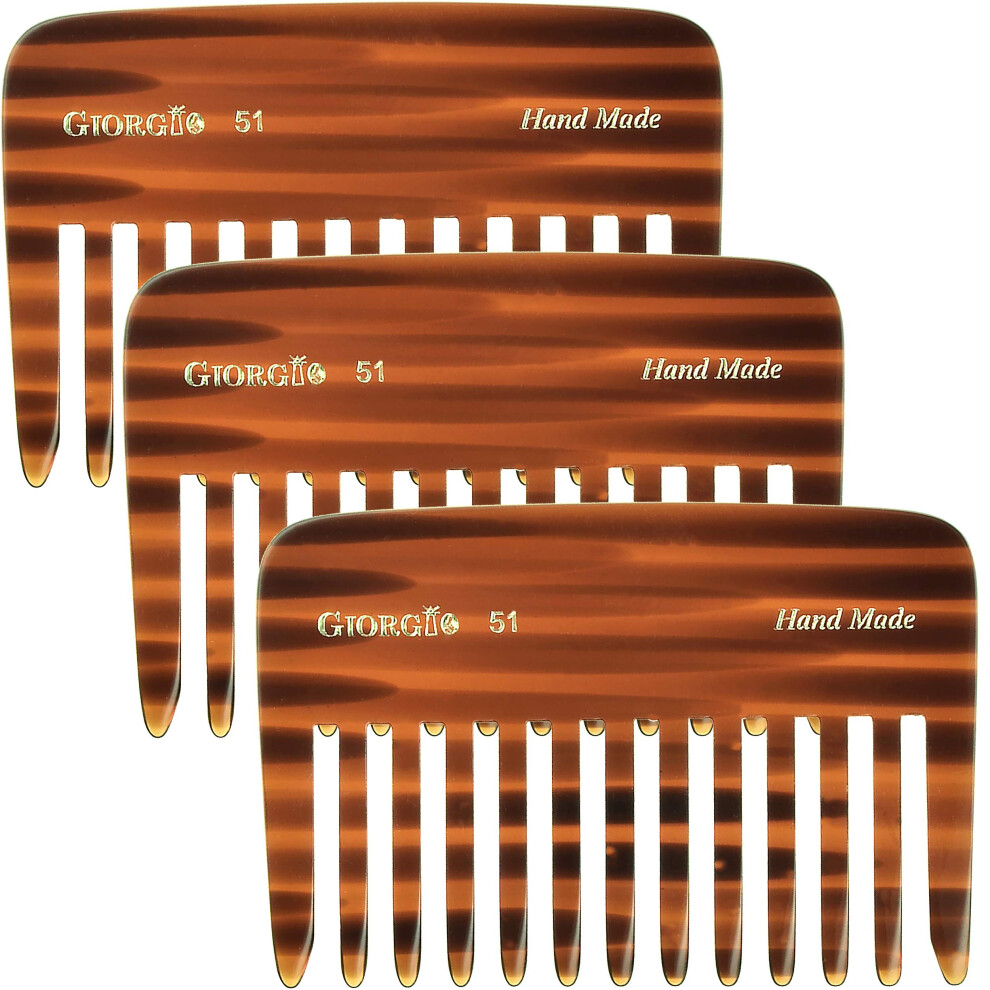 Giorgio G51 Small Travel Purse Hair Detangling Comb Wide Teeth Pocket Comb For Thick Curly Wavy Hair. Hair Detangler Comb For Wet And Dry Everyday Ca