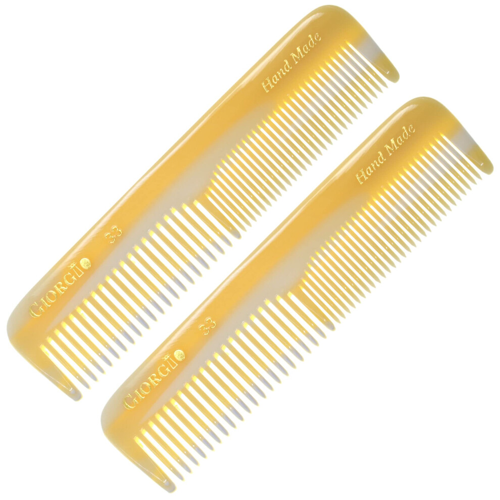 Giorgio G33 Finetooth And Widetooth Pocket Comb - Hair Styling Comb For Men And Women Handmade Beard Comb For Men Barber Comb And Mustache Comb For