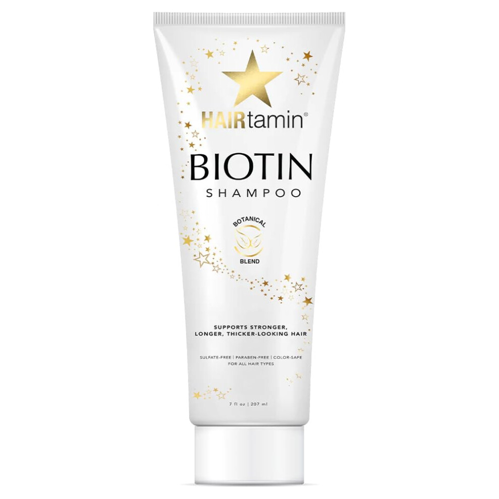 Hairtamin Biotin Shampoo - Helps To Support Stronger Longer Thicker-Looking Hair With Sulfate-Free Hydrating Vitamin Rich Formula Shampoo Made Wi