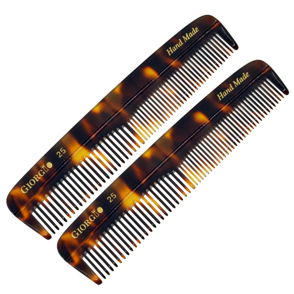 Giorgio G25 Finetooth And Widetooth Pocket Comb - Hair Styling Comb For Men And Women Handmade Beard Comb For Men Barber Comb And Mustache Comb For