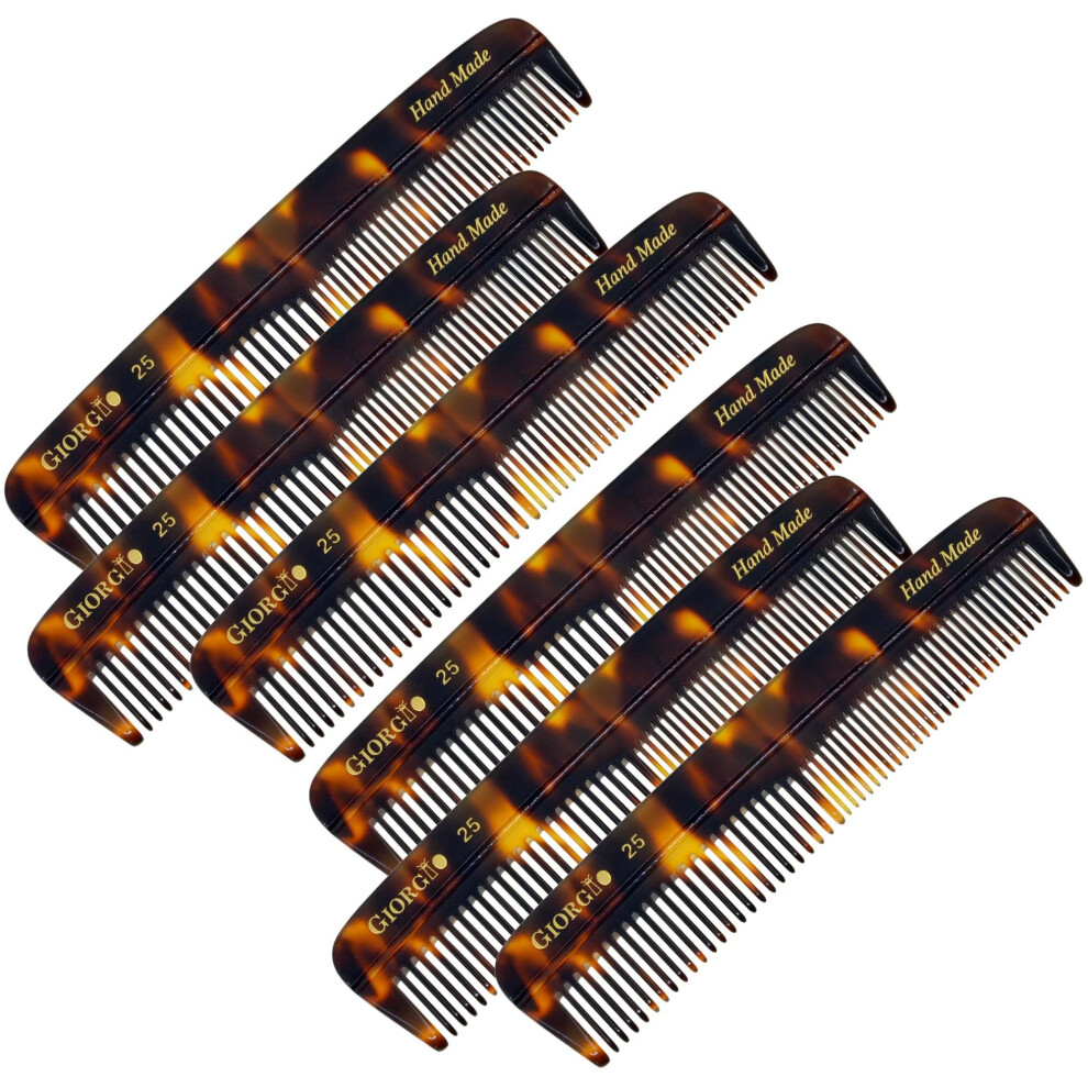 Giorgio G25 Fine Tooth Comb And Wide Tooth Pocket Comb Hair Styling Comb For Men And Women Handmade Beard Comb For Men Barber Comb And Mustache Com
