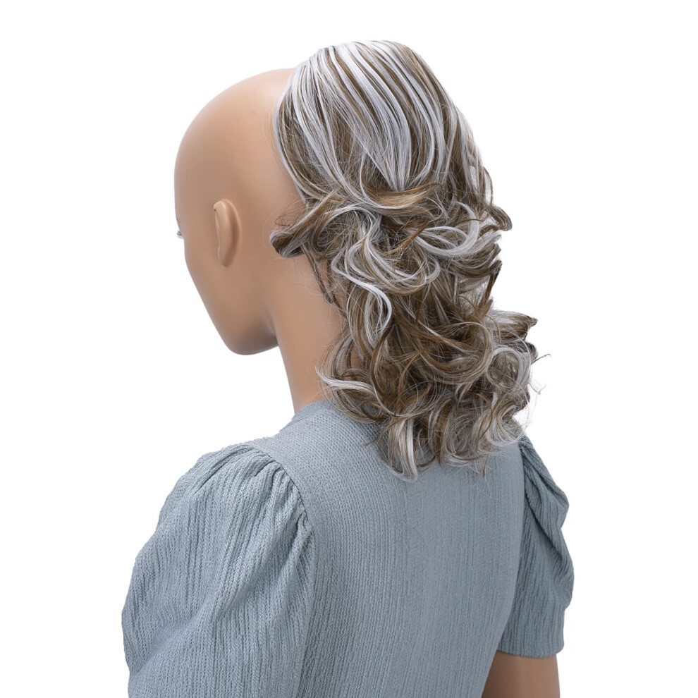 Caisha Unisex Brown 12"""" Hair Piece Braid Ponytail Extension Voluminous Wavy Light Gray Mix Ph222