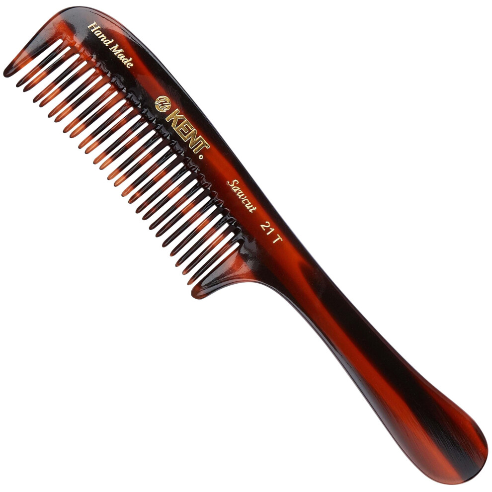 Kent 21T Large Hair Detangling Comb  Double Wide Tooth Comb for Curly Wavy Hair  Hair Detangler Comb for Wet and Dry Hair  Saw-Cut  Handmade Kent Comb