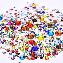 Jollin 3456pcs Flatback Rhinestones Glass Charms Diamantes Gems Stones for Nail Art 6 Size ss4~ss12 Color Mixed