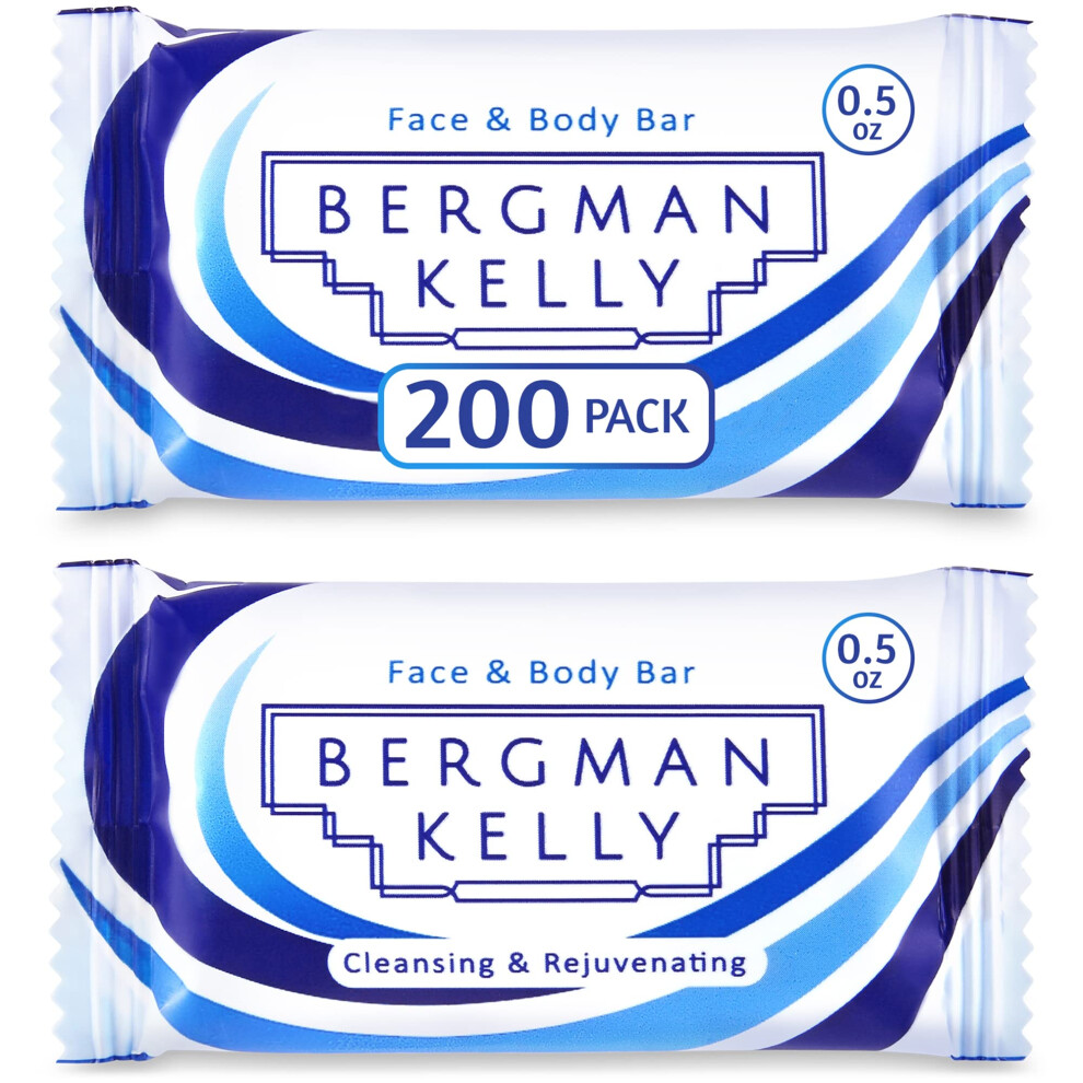 Bergman Kelly White Hotel Soap Bars ( Tea 0.5 Oz 200 Pk) Travel Size Luxury Bulk Amenities Bar Soap Mini Individually Wrapped Rectangular Soap Sma