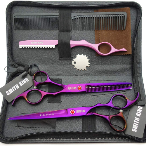 7,0 inch professionele haarknipschaarset met scheermes (violet)