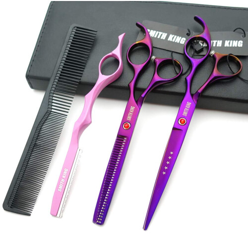 7,0 inch professionele haarknipschaarset met scheermes (violet) 2