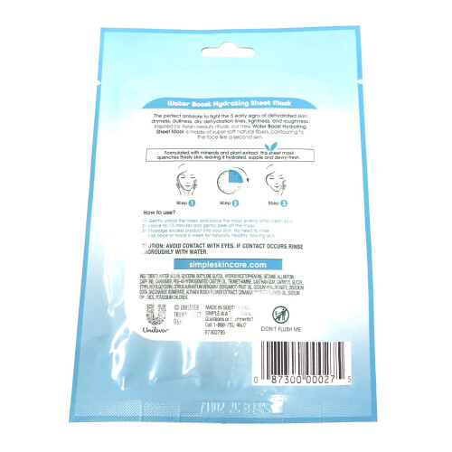 Simple Water Boost Hydrating Sheet Mask 1 maske (bundt af 2) 2
