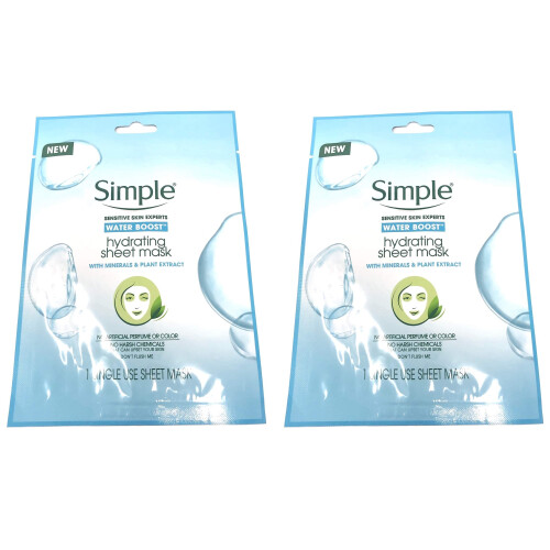 Simple Water Boost Hydrating Sheet Mask 1 maske (bundt af 2)