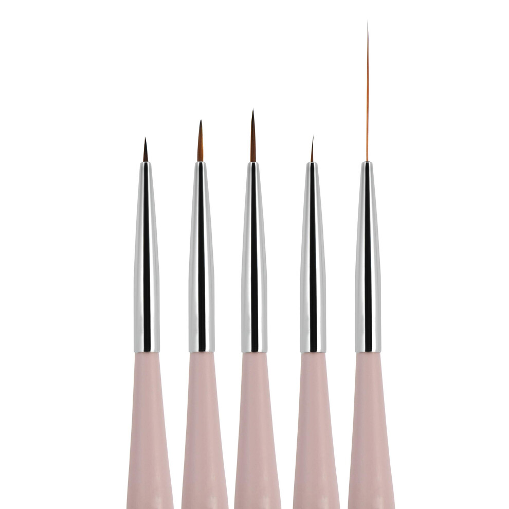Belleza Galer A Beaute Galleria 5 Pieces Nail Art Brush Set With Liners (4Mm 7Mm 9Mm) Striping Brushes (5Mm 25Mm) For Thin Fine Line Drawing Detail Painting Str