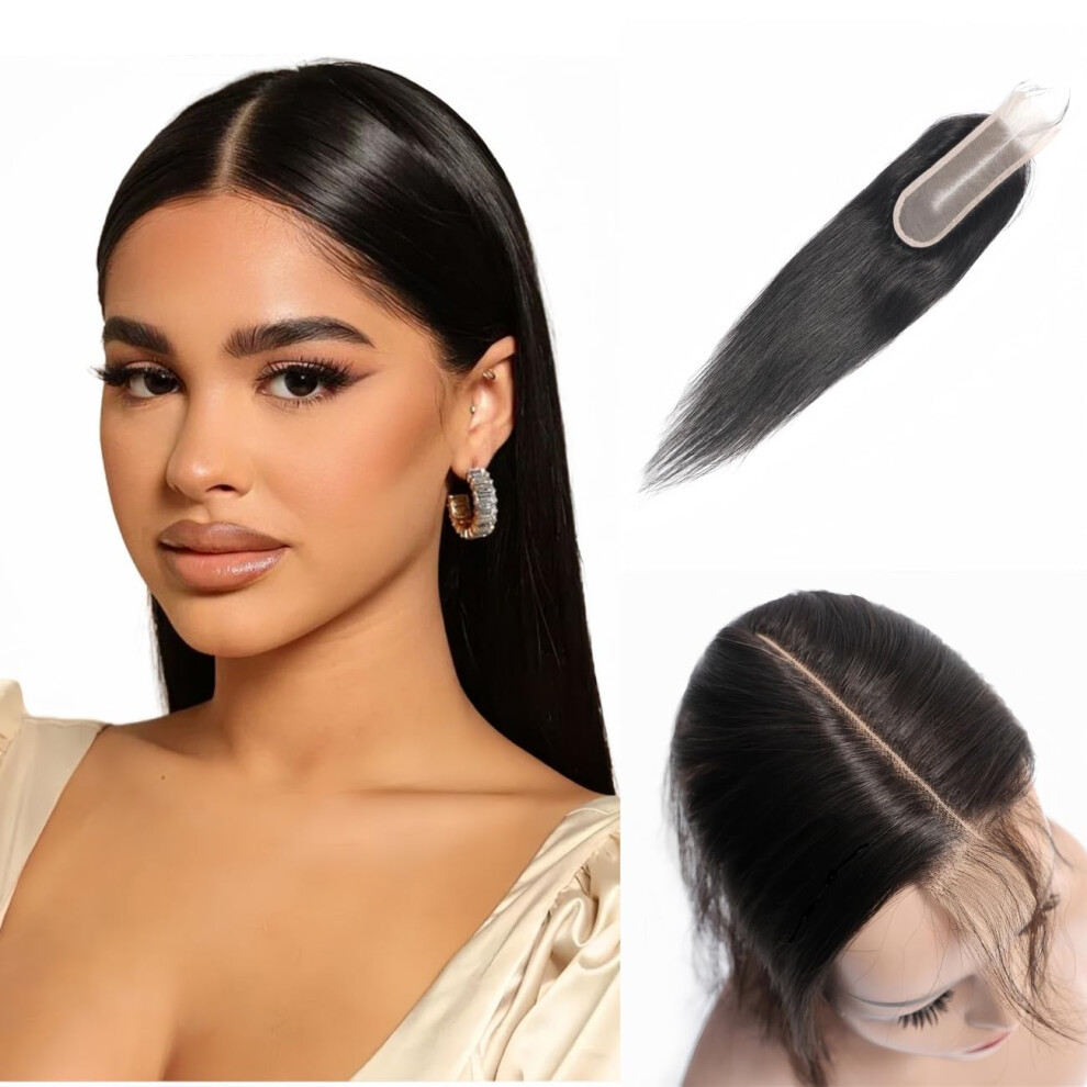 Risbaer Unisex Not,Specified Brazilian 2X6 Lace Closure Kim K Closure Straight Brazilian Human Hair Lace Closure Remy Hair Deep Middle Part Closure(12 Inch)
