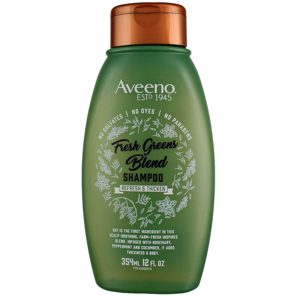 Aveeno Shampoo Fresh Greens Blend Refesh & Thicken 12 Ounce (Pack of 6)