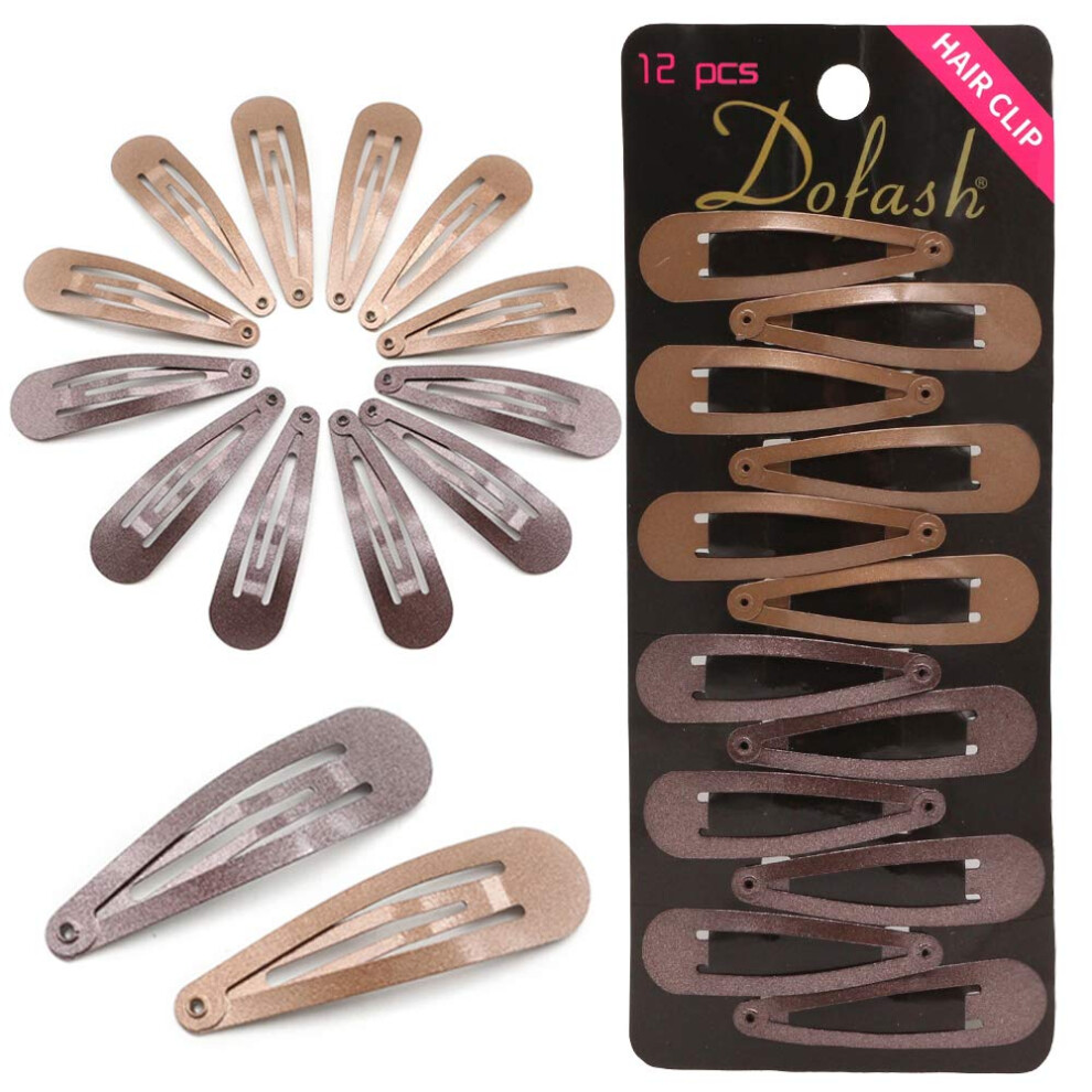 Dofash Snap-Haarspangen Aus Metall, 5 Cm, Einfaches Haar-Accessoire, 12 St Ck (6 St Ck Dunkelbraun + 6 St Ck Hellbraun)-image