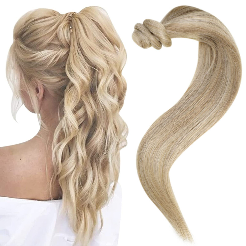 Lï¿½Tt Easyouth Blonde Ponytail Extension Human Hair Wrao Around Ponytail Human Hair Blonde Highlighted Light Blonde Pony Tails Hair Extensions Human Hair P