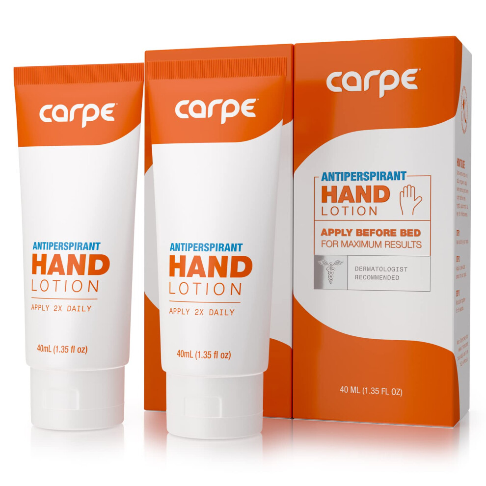 Carpe Antiperspirant Hand Lotion (Pack Of 2) A Dermatologist-Recommended Smooth Lotion That Helps Stop Hand Sweat Great For Hyperhidrosis Or Excessi