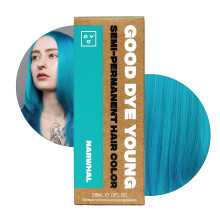 Buen tinte joven semi permanente verde color verde azulado (narval) - color de cabello temporal protector uv dura 15-24+ lavados - acondicionamie