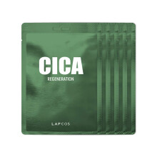 LAPCOS Cica Sheet Mask Daily Face Mask with Cantella Plant Extract to Regenerate and Revitalize Skin Korean Beauty Favorite 5-Pack