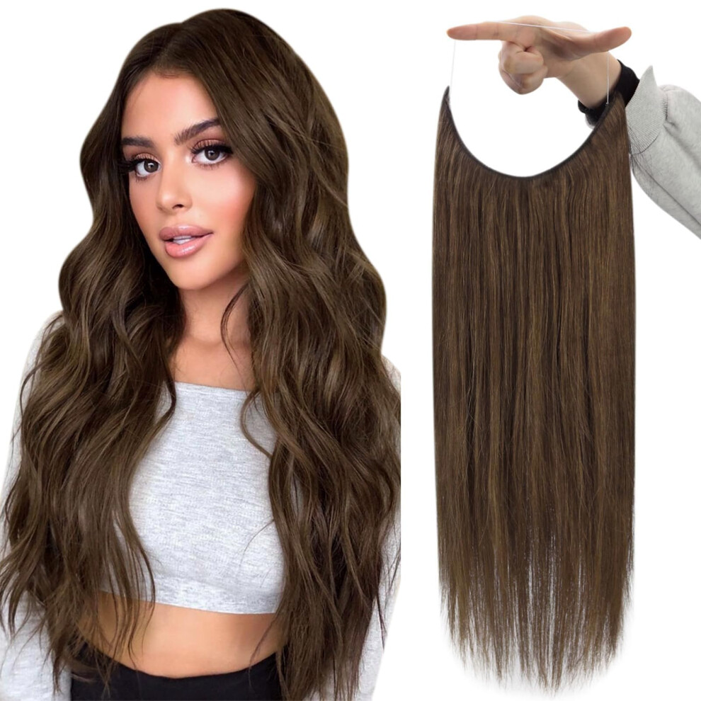 Pesca Brillante Fshine Clip In Hair Extensions Real Human Hair Bronzed Brown Wire Human Hair Extensions Invisible Hairpiece One Piece Hair Extensions Straight Human H