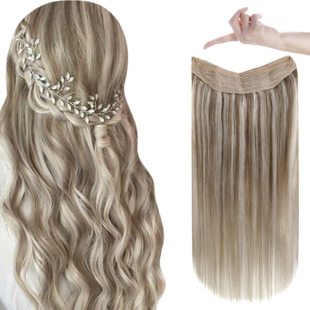 Lï¿½Tt Easyouth Wire Hair Extensions Real Human Hair Invisible Layered Hair Extension Ash Brown Highlights Platinum Blonde Fish Line Human Hair Extensions Wi