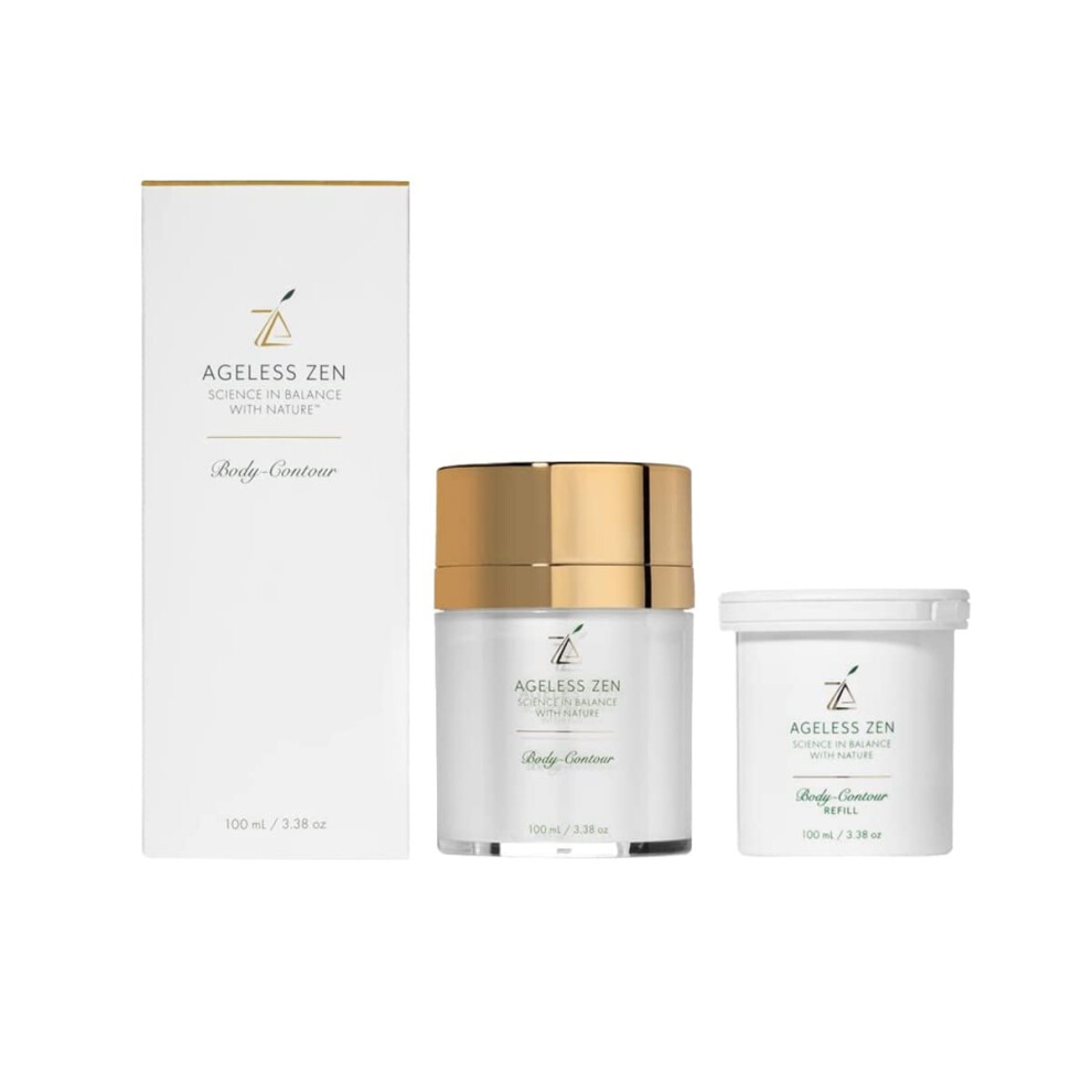 Ageless Zen Cream Skin Tightening For Body (3.38 Fl Oz) With Free Refill (3.38 Fl Oz) - Hydrates Targets Wrinkles & Sagging For Smoothing Toning - F
