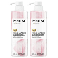 Pantene Sulfate Free Shampoo and Conditioner Set Rose Water Soothing and Moisturizing Infused with Vitamin B5 for all Hair Types Safe for Color