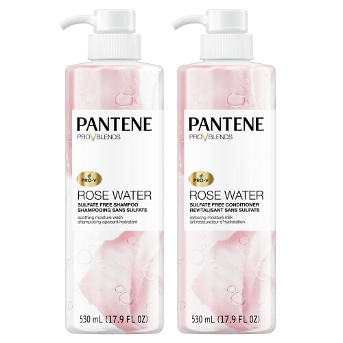 Pantene Set Shampoo e Balsamo Pantene Senza Solfati, Acqua di Rosa, Nutriente e Idratante