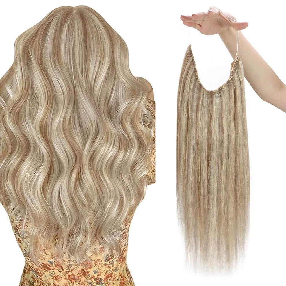 Sunny Hair Unisex Sunny Wire Hair Extensions Human Hair Highlights Secret Hair Extensions Ash Blonde Highlights Bleach Blonde Straight Fish Line Human Hair Extensions B