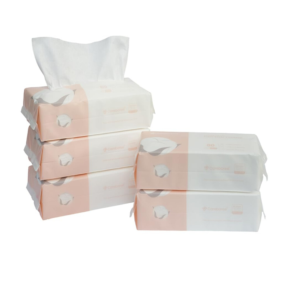 Serviettes de s  chage pour le visage jetables extra   paisses Careboree, 100 % coton, non pelucheuses (lot de 5)