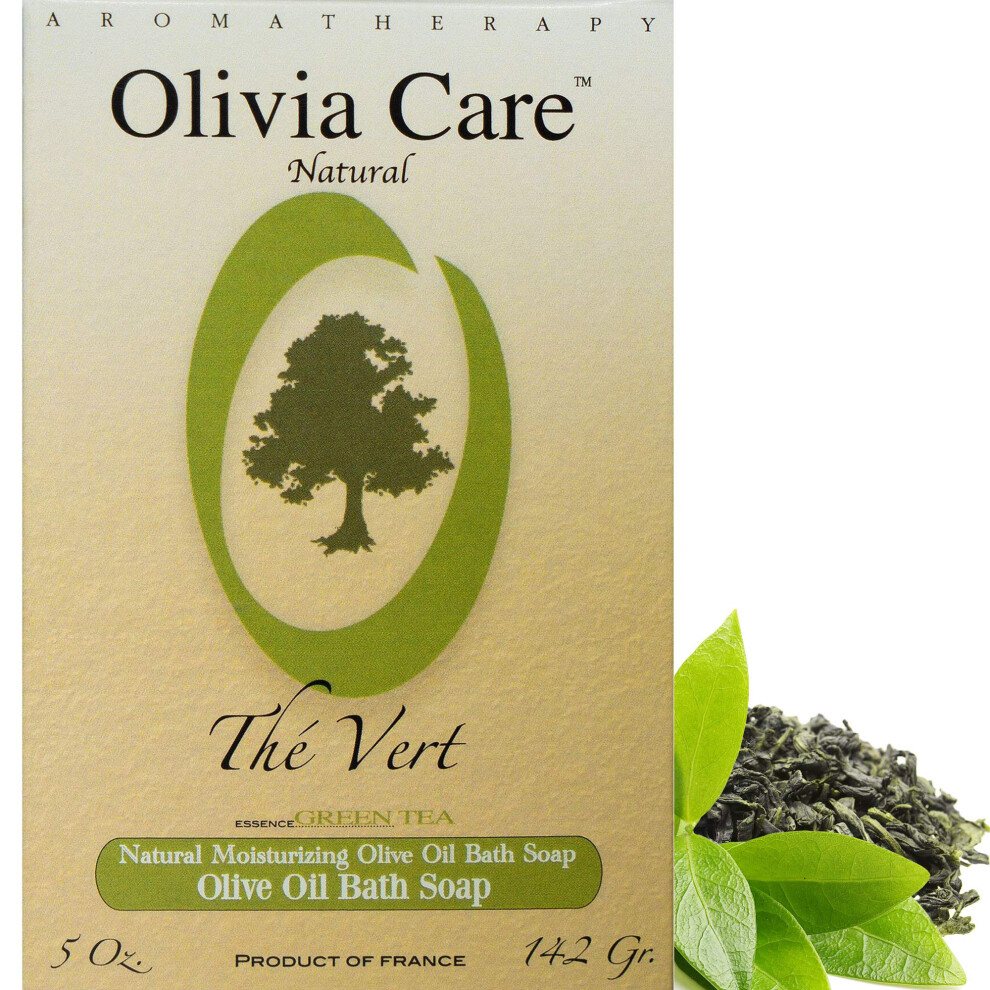 Photos - Shower Gel Olivia Care Green Tea Bar Soap - 100 Natural Organic Vegan | Pure Olive Oil | Face Hands & Body | Cold-Pressed Triple -Mille