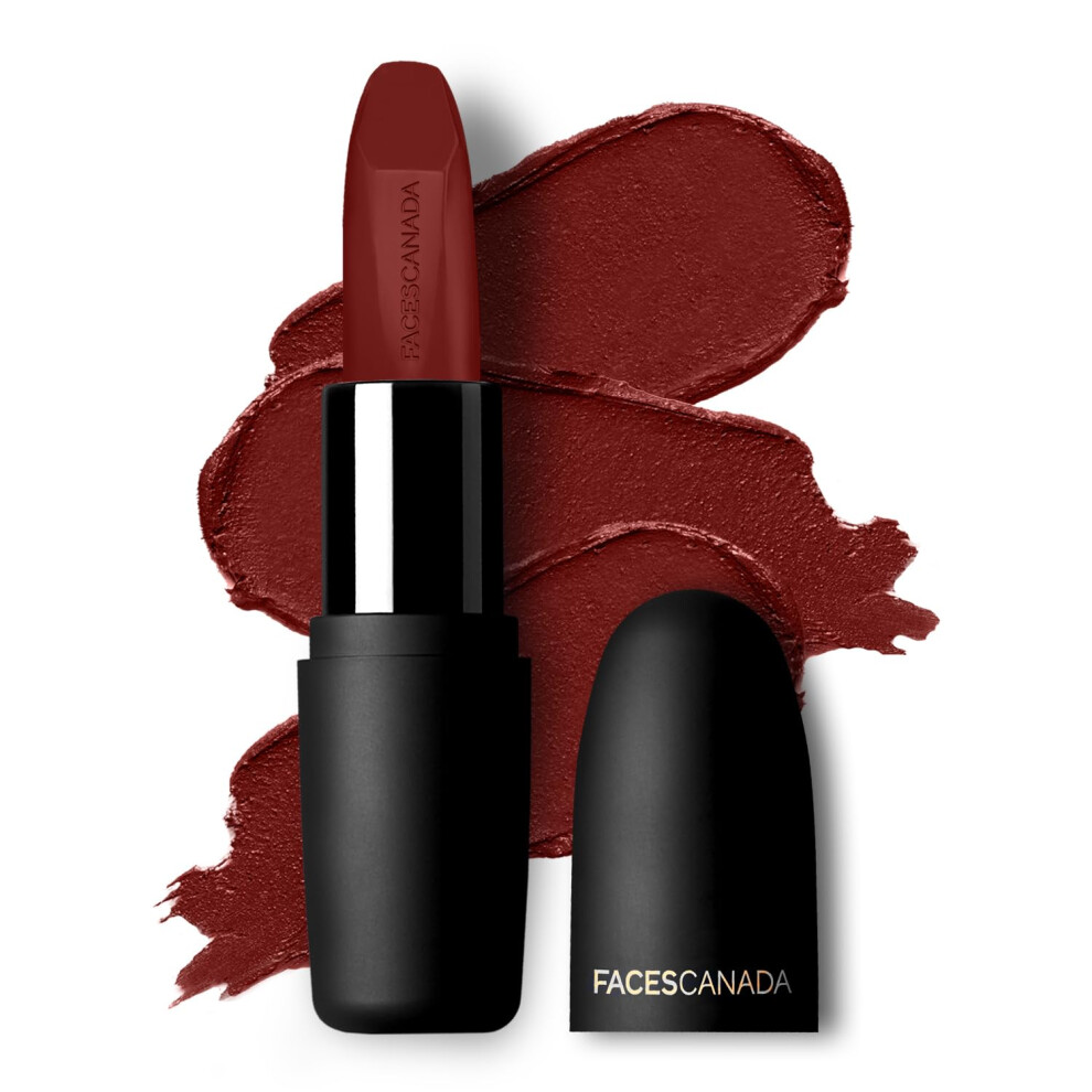 Facescanada Weightless Matte Lipstick - Maroon Love 06 | Lightweight Lip Color | Smooth One Stroke Glide | Moisturizes & Hydrates Lips | 0.16 Oz/4.5G