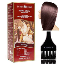 Surya Brasil Naturalny KREM HENNA do koloryzacji wlosσw Ekstrakty roslinne Pσltrwaly do ??krycia siwych wlosσw (z pedzlem) Brazylia (BORDOWY)