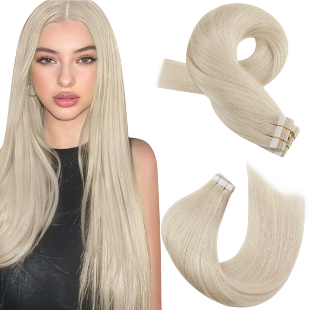 Moresoo Blonde Human Hair Tape In Extensions Seamless Hair Extensions Tape In Platinum Blonde Hair Extensions Tape In Real Human Hair Pu Skin Weft Hai