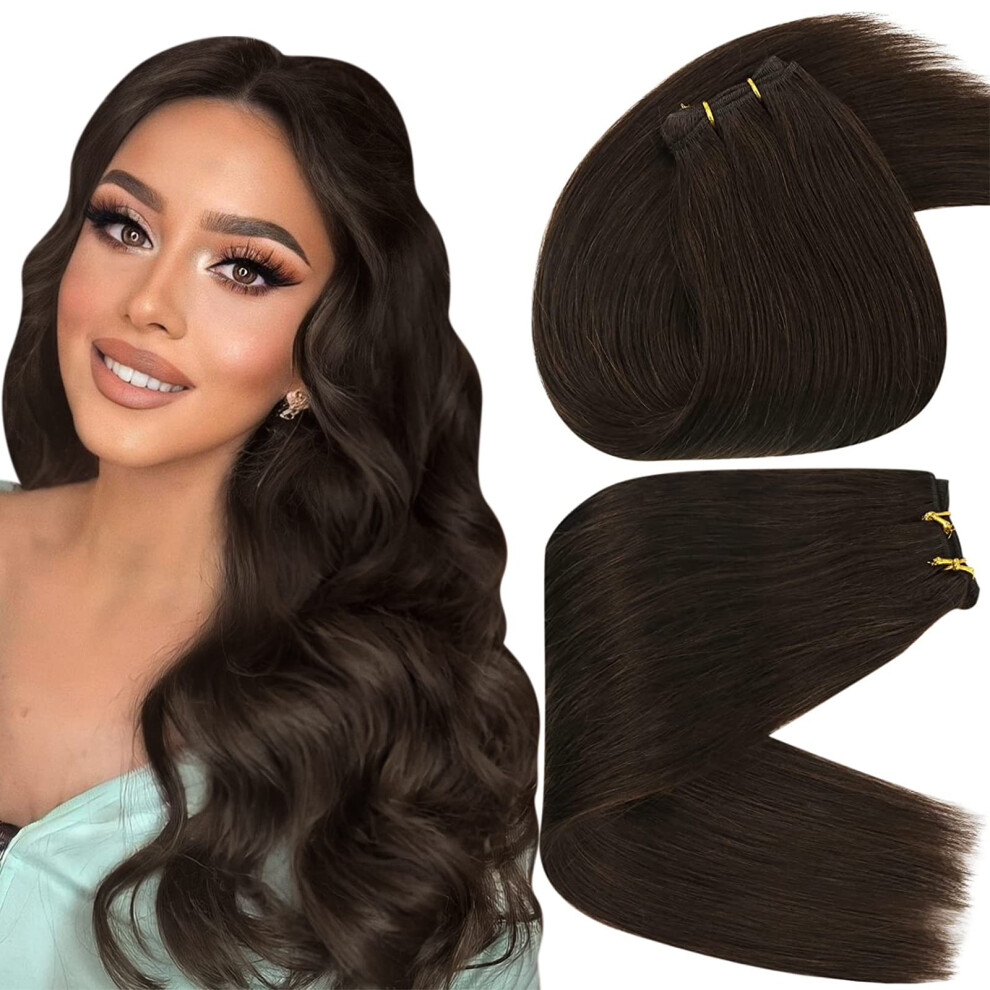 Sonniges Haar Unisex Brown Sunny Sew In Hair Extensions Real Human Hair Weft Extensions Short Hair Sew In Bundle Darkest Weft Hair Extensions Human Hair Sew In