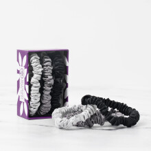 Mulberry Park Silks 100% Pure Silk Hair Scrunchies 3 Pack - Prevents Frizz Hair Breakage Gentle On All Hair Types Hair Accessories - Small (Black