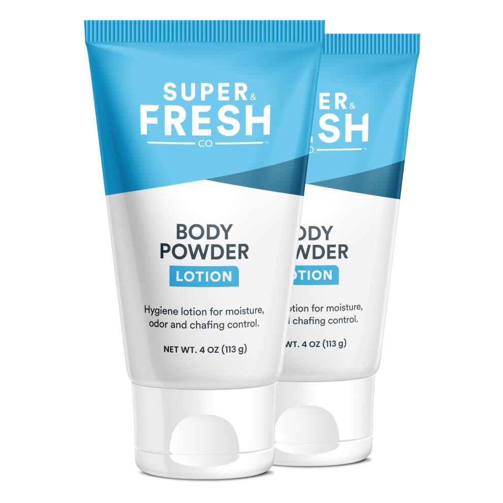 Sweatblock Super Fresh Body Powder Lotion Talc Free Anti-Chafing Deodorizing - No Mess Body Powder For Men And Women 4 Fl Oz - 2 Pack