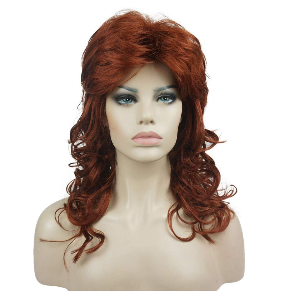 Aimole Unisex Red Lady Women Natural Long Curly Wavy Wig Synthetic Hair Full Wigs (130-Copper )